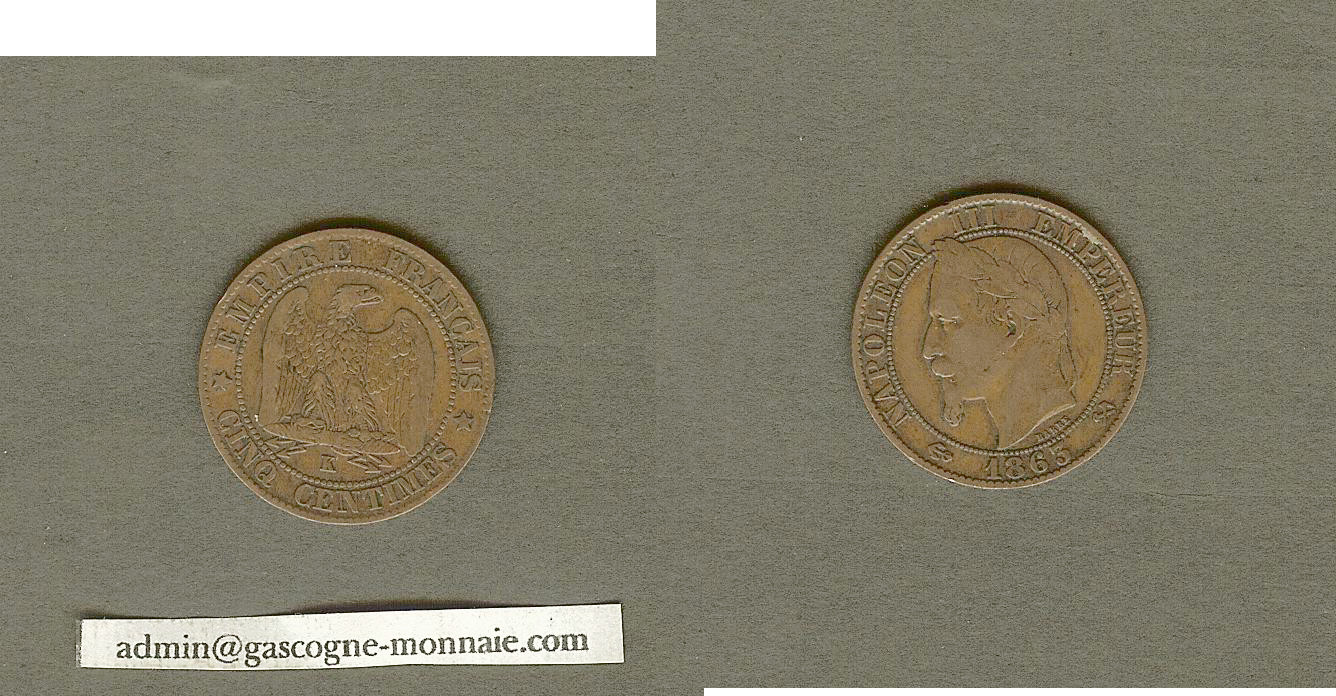 5 centimes Napoléon III 1863K Bordeaux TB+